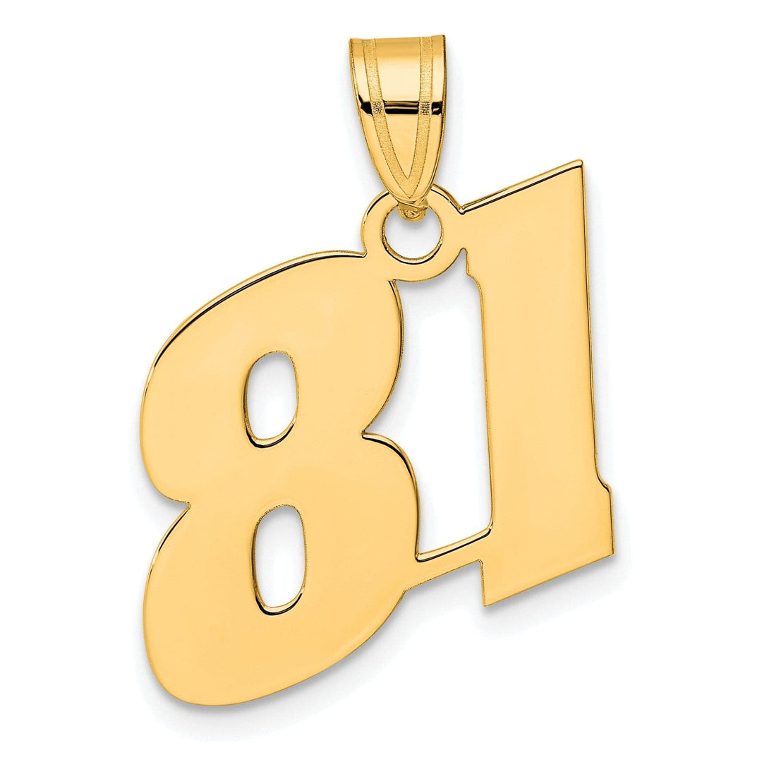 Lovely Rita's Pendants & Charms 14k Yellow Gold Polished Finish Block Script Design Number 81 Charm Pendant