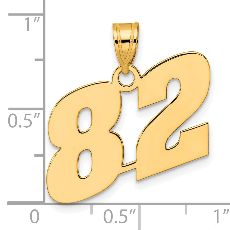 Lovely Rita's Pendants & Charms 14k Yellow Gold Polished Finish Block Script Design Number 82 Charm Pendant