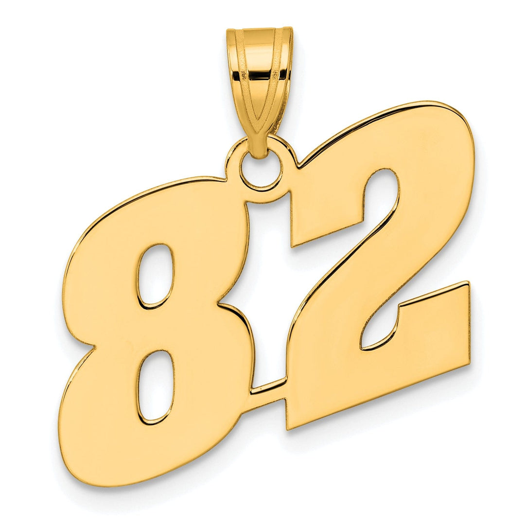 Lovely Rita's Pendants & Charms 14k Yellow Gold Polished Finish Block Script Design Number 82 Charm Pendant