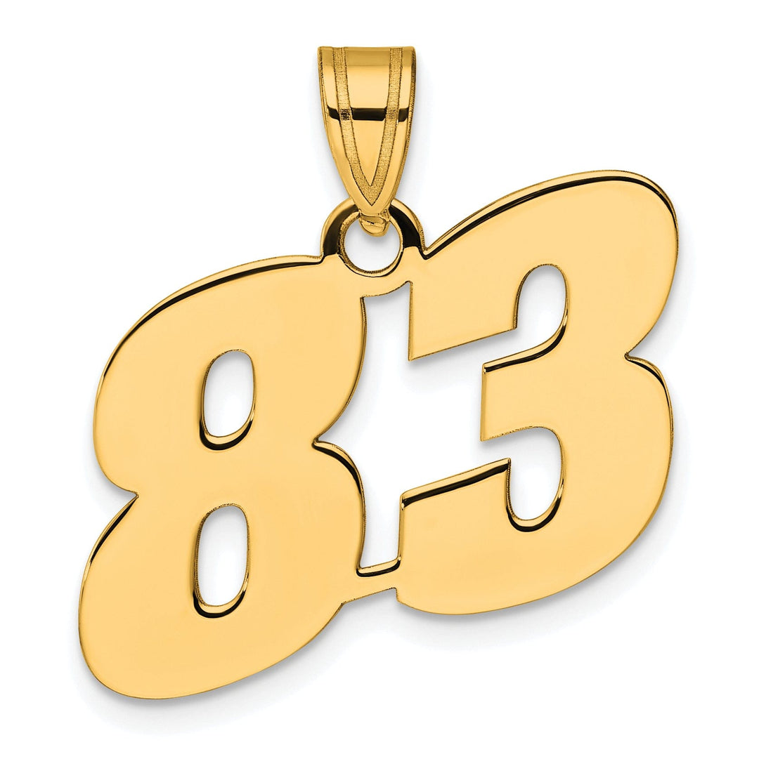 Lovely Rita's Pendants & Charms 14k Yellow Gold Polished Finish Block Script Design Number 83 Charm Pendant