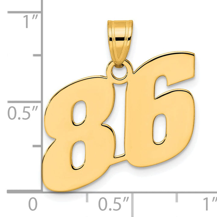 Lovely Rita's Pendants & Charms 14k Yellow Gold Polished Finish Block Script Design Number 86 Charm Pendant
