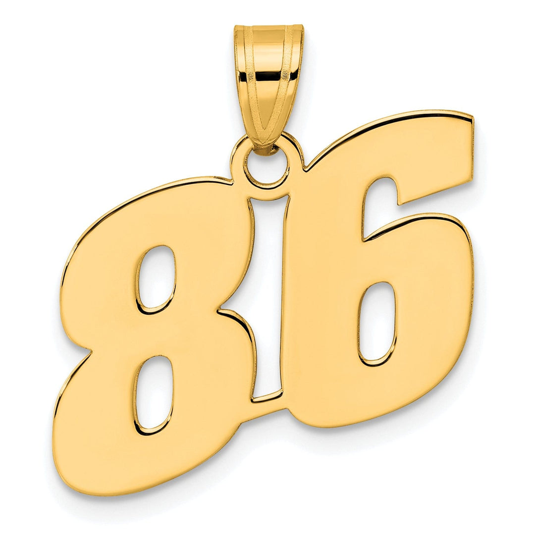 Lovely Rita's Pendants & Charms 14k Yellow Gold Polished Finish Block Script Design Number 86 Charm Pendant