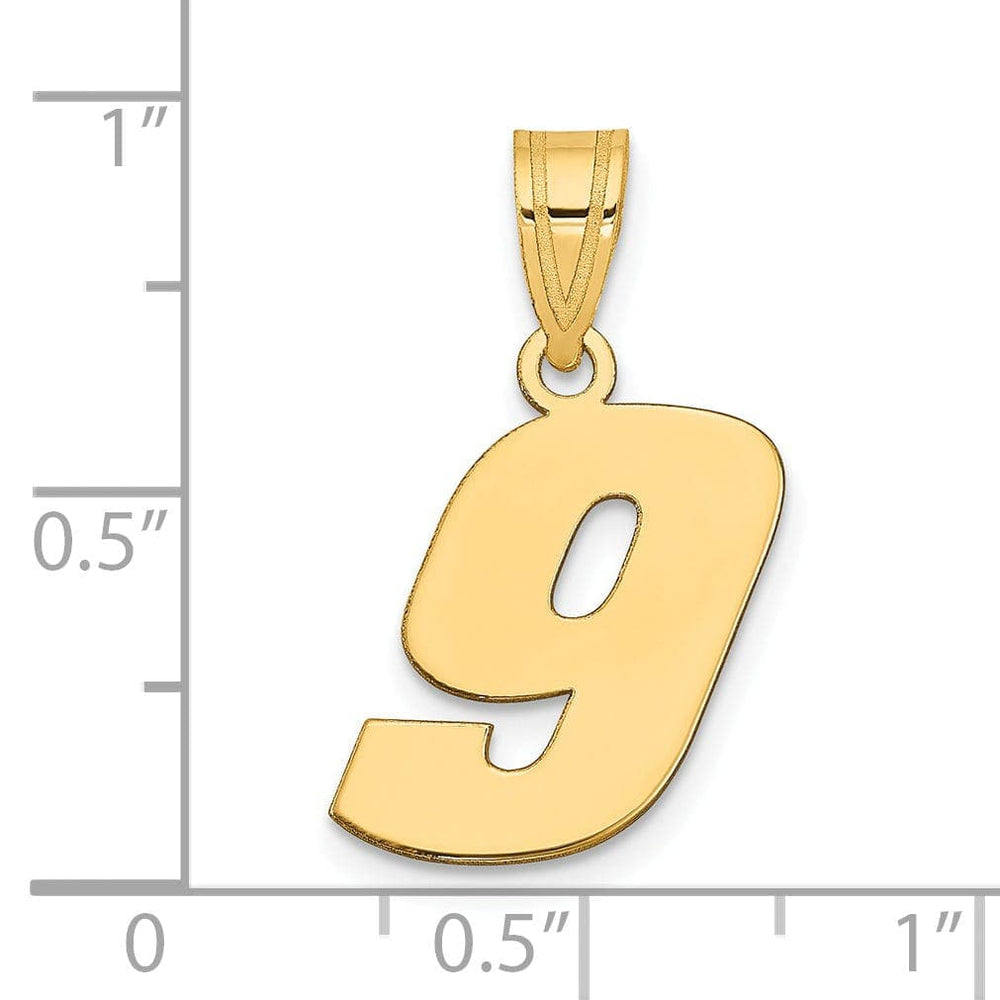 Lovely Rita's Pendants & Charms 14k Yellow Gold Polished Finish Block Script Design Number 9 Charm Pendant