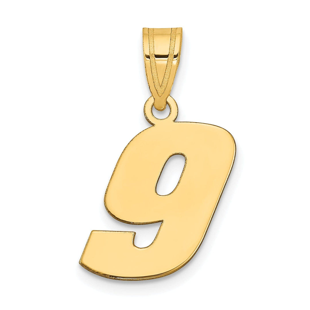 Lovely Rita's Pendants & Charms 14k Yellow Gold Polished Finish Block Script Design Number 9 Charm Pendant