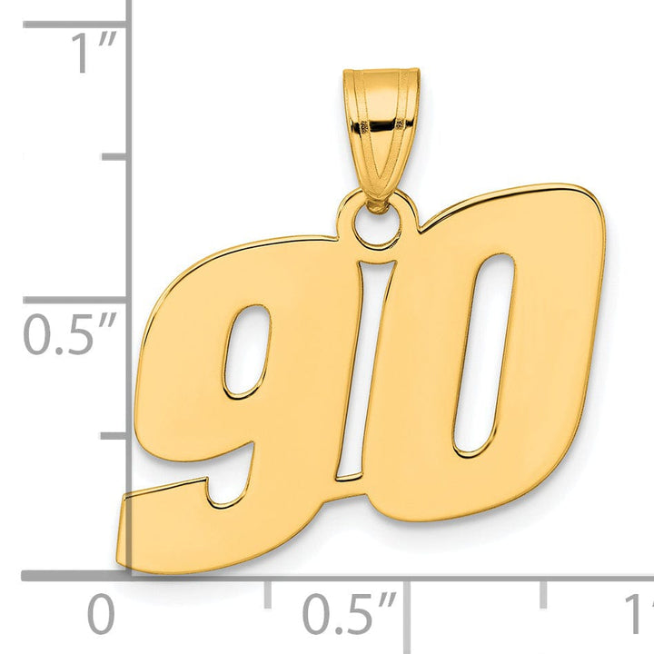 Lovely Rita's Pendants & Charms 14k Yellow Gold Polished Finish Block Script Design Number 90 Charm Pendant