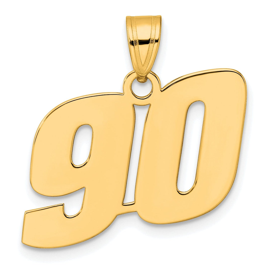 Lovely Rita's Pendants & Charms 14k Yellow Gold Polished Finish Block Script Design Number 90 Charm Pendant