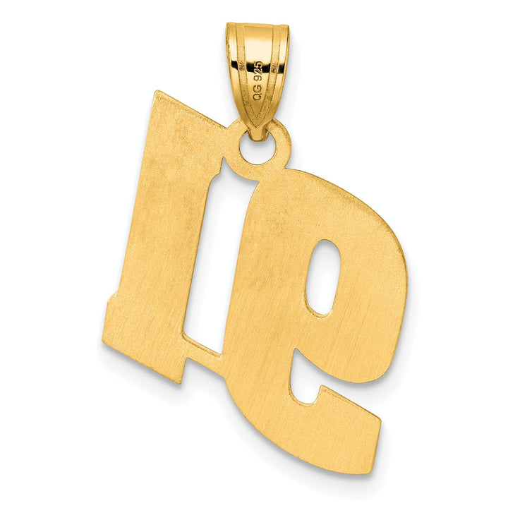 Lovely Rita's Pendants & Charms 14k Yellow Gold Polished Finish Block Script Design Number 91 Charm Pendant