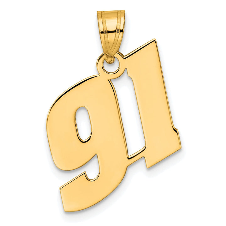 Lovely Rita's Pendants & Charms 14k Yellow Gold Polished Finish Block Script Design Number 91 Charm Pendant