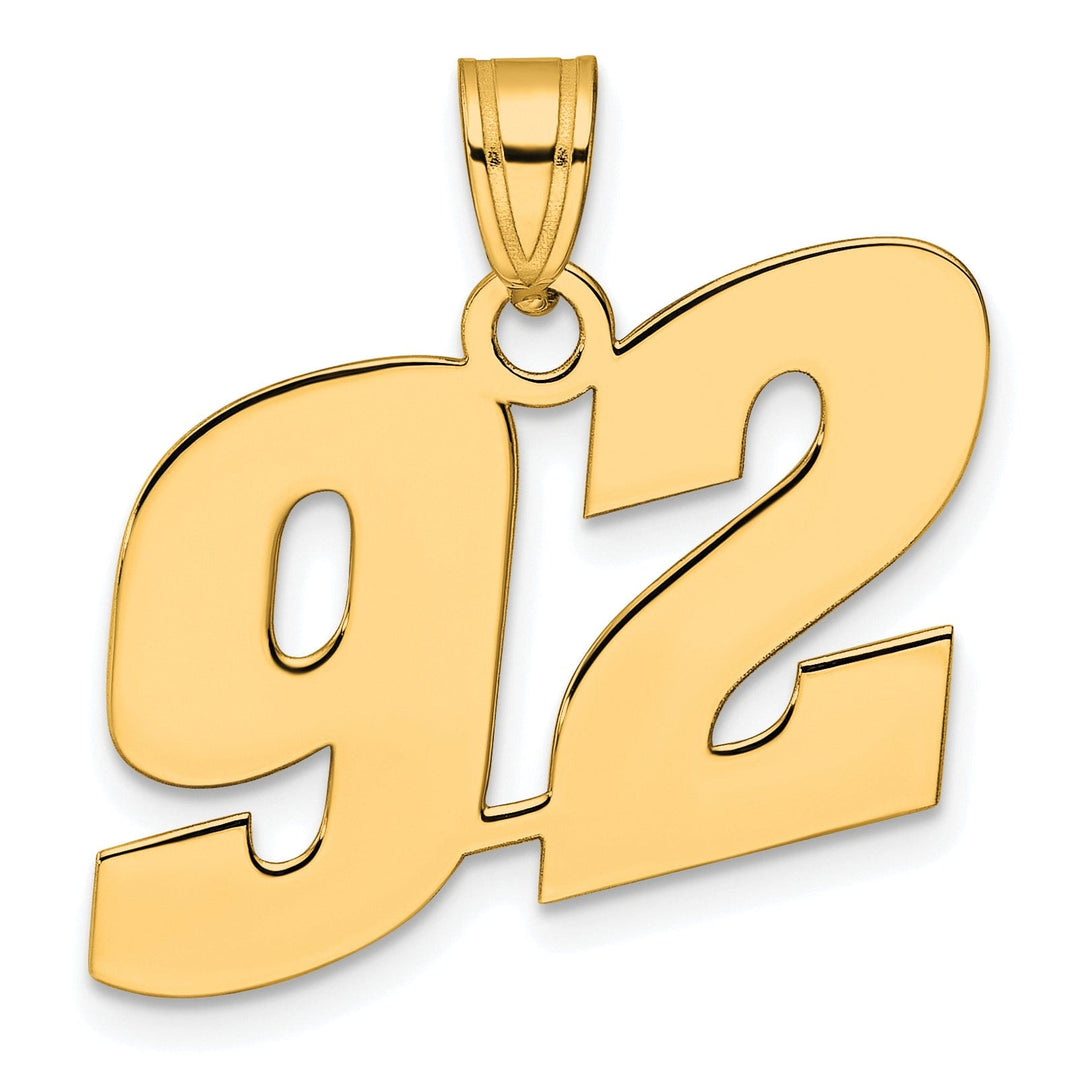 Lovely Rita's Pendants & Charms 14k Yellow Gold Polished Finish Block Script Design Number 92 Charm Pendant