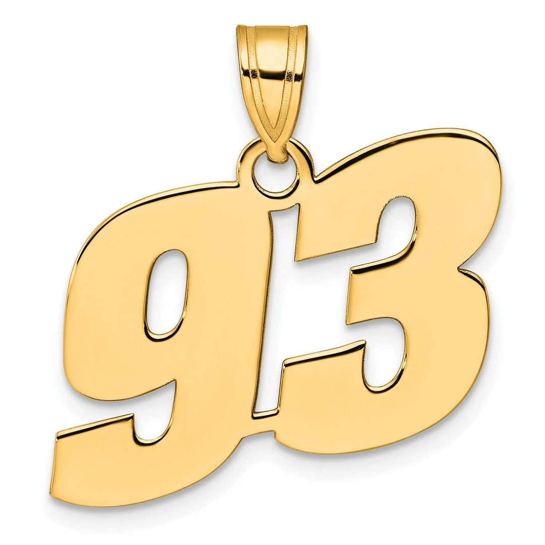 Lovely Rita's Pendants & Charms 14k Yellow Gold Polished Finish Block Script Design Number 93 Charm Pendant