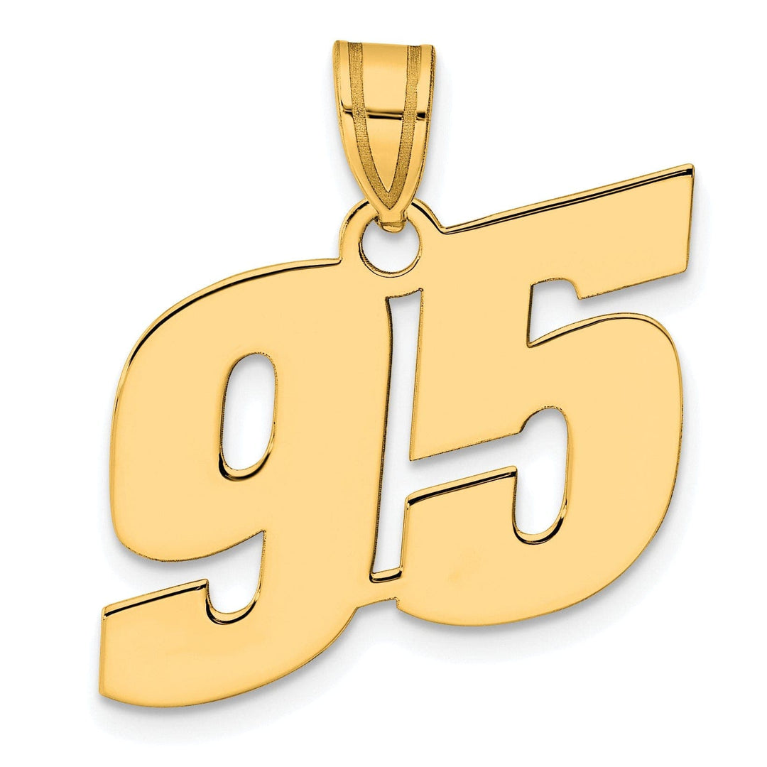 Lovely Rita's Pendants & Charms 14k Yellow Gold Polished Finish Block Script Design Number 95 Charm Pendant
