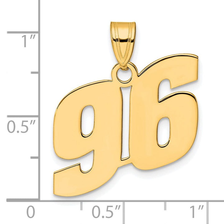 Lovely Rita's Pendants & Charms 14k Yellow Gold Polished Finish Block Script Design Number 96 Charm Pendant