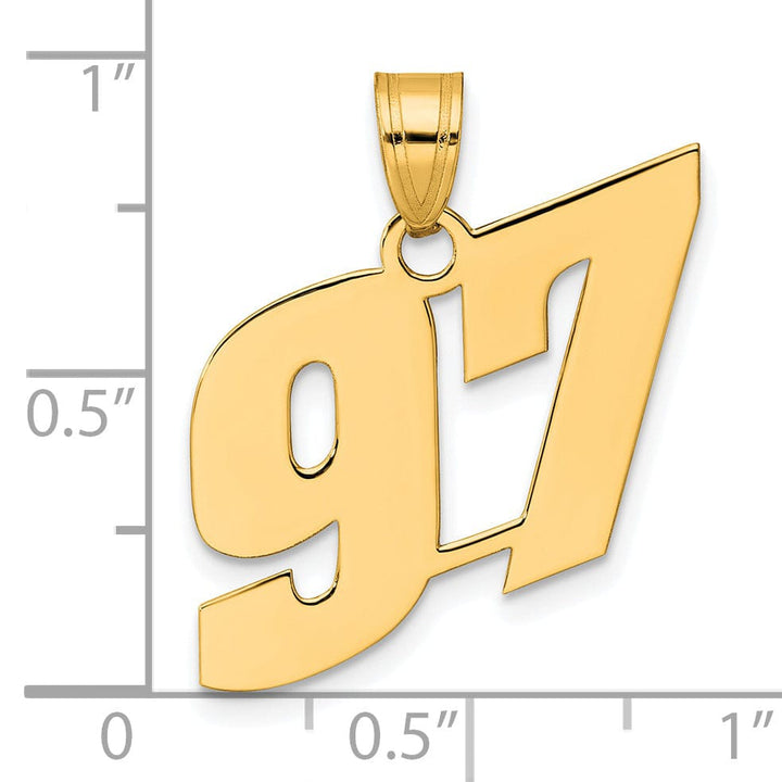 Lovely Rita's Pendants & Charms 14k Yellow Gold Polished Finish Block Script Design Number 97 Charm Pendant