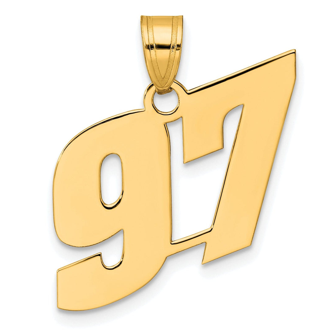 Lovely Rita's Pendants & Charms 14k Yellow Gold Polished Finish Block Script Design Number 97 Charm Pendant