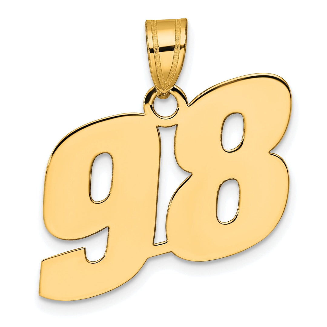 Lovely Rita's Pendants & Charms 14k Yellow Gold Polished Finish Block Script Design Number 98 Charm Pendant