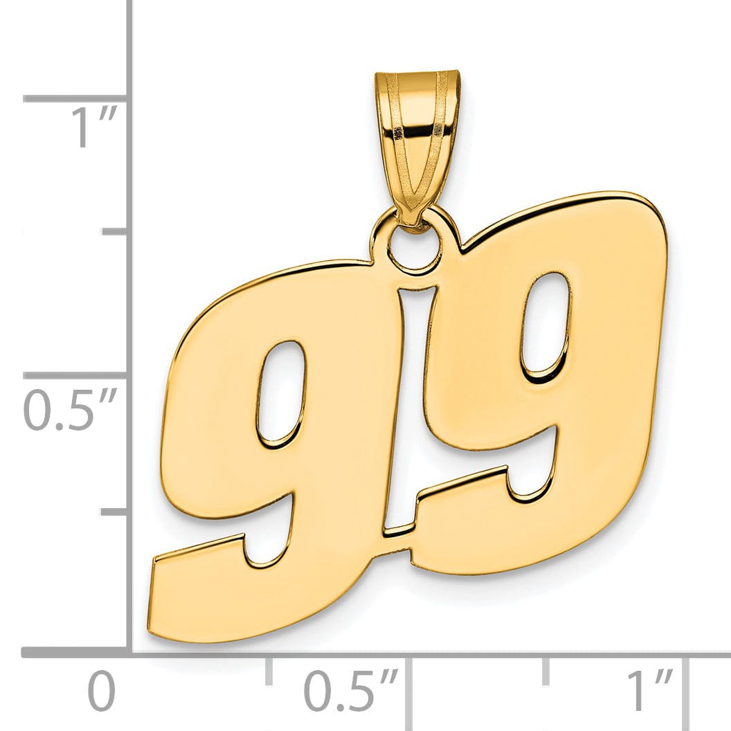Lovely Rita's Pendants & Charms 14k Yellow Gold Polished Finish Block Script Design Number 99 Charm Pendant