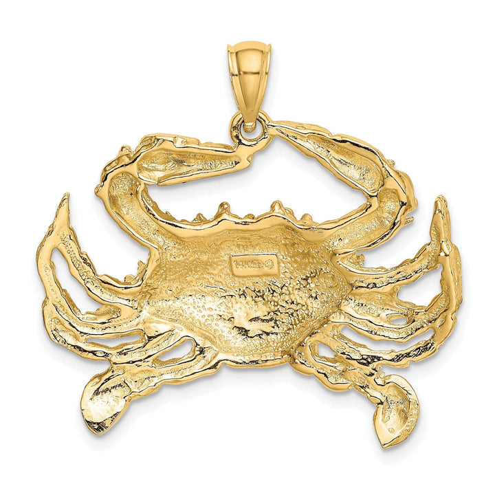 Lovely Rita's Pendants & Charms 14K Yellow Gold Polished Finish Blue Claw Crab Charm Pendant
