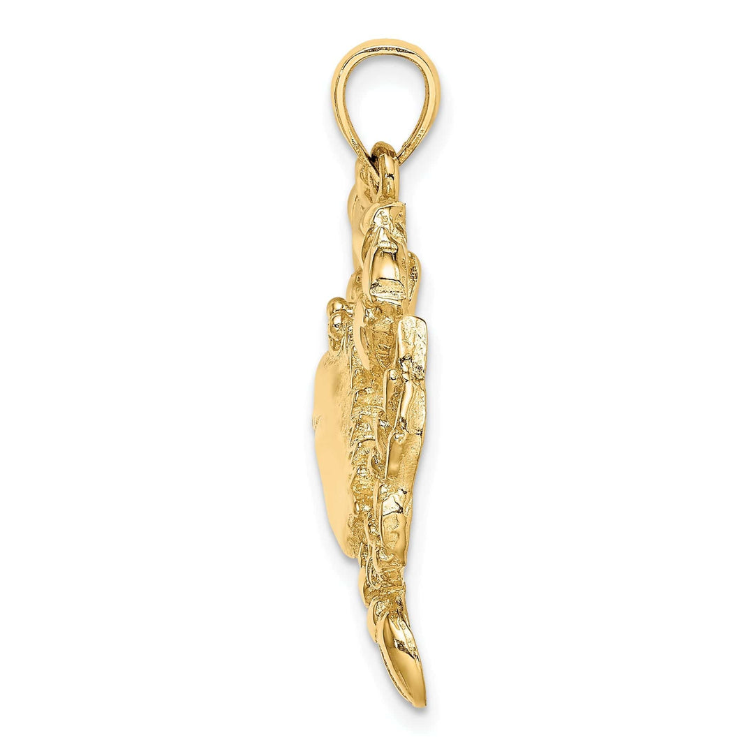 Lovely Rita's Pendants & Charms 14K Yellow Gold Polished Finish Blue Claw Crab Charm Pendant