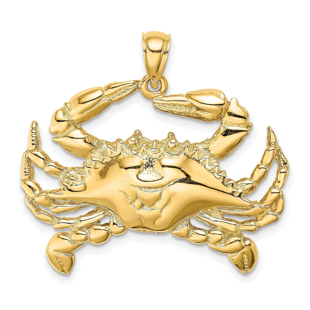 Lovely Rita's Pendants & Charms 14K Yellow Gold Polished Finish Blue Claw Crab Charm Pendant