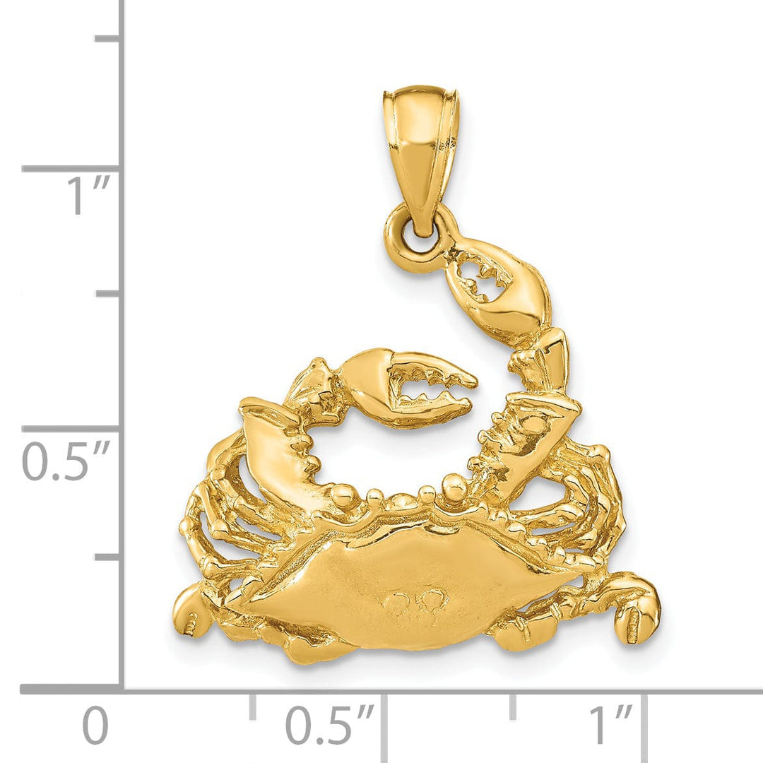 Lovely Rita's Pendants & Charms 14K Yellow Gold Polished Finish Blue Claw Crab Pendant