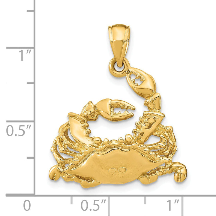 Lovely Rita's Pendants & Charms 14K Yellow Gold Polished Finish Blue Claw Crab Pendant