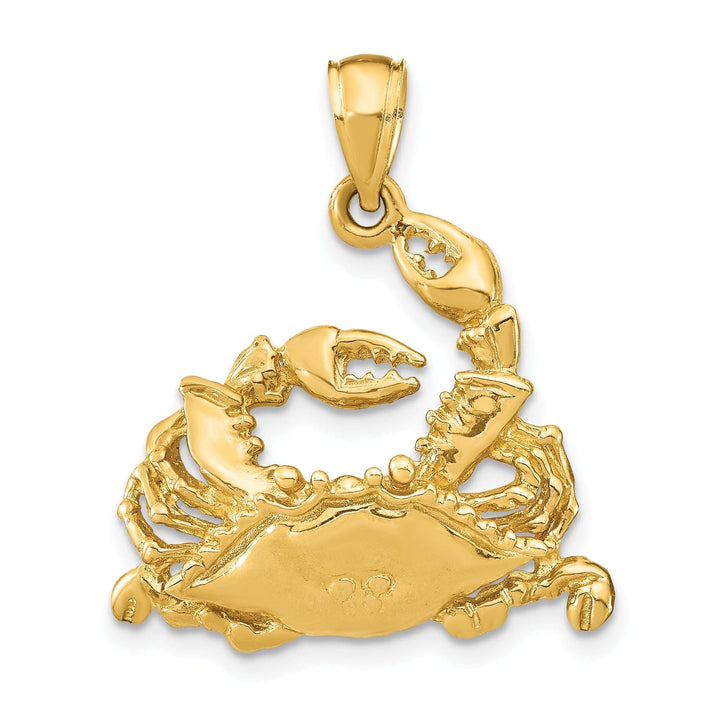 Lovely Rita's Pendants & Charms 14K Yellow Gold Polished Finish Blue Claw Crab Pendant
