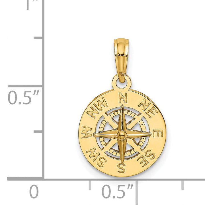 Lovely Rita's Pendants & Charms 14K Yellow Gold Polished Finish Boating Nautical Boating Compass Charm Pendant