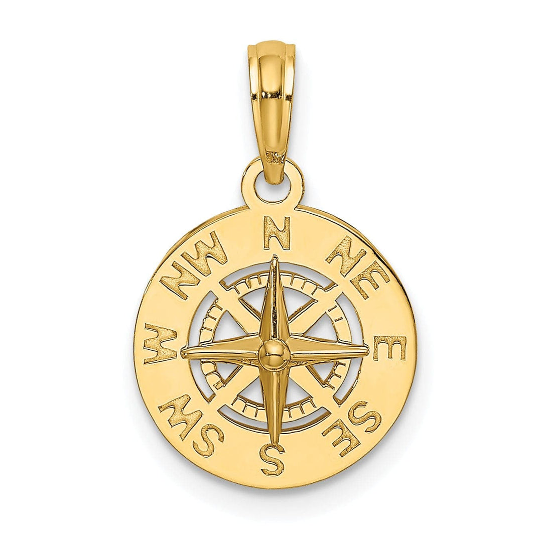 Lovely Rita's Pendants & Charms 14K Yellow Gold Polished Finish Boating Nautical Boating Compass Charm Pendant