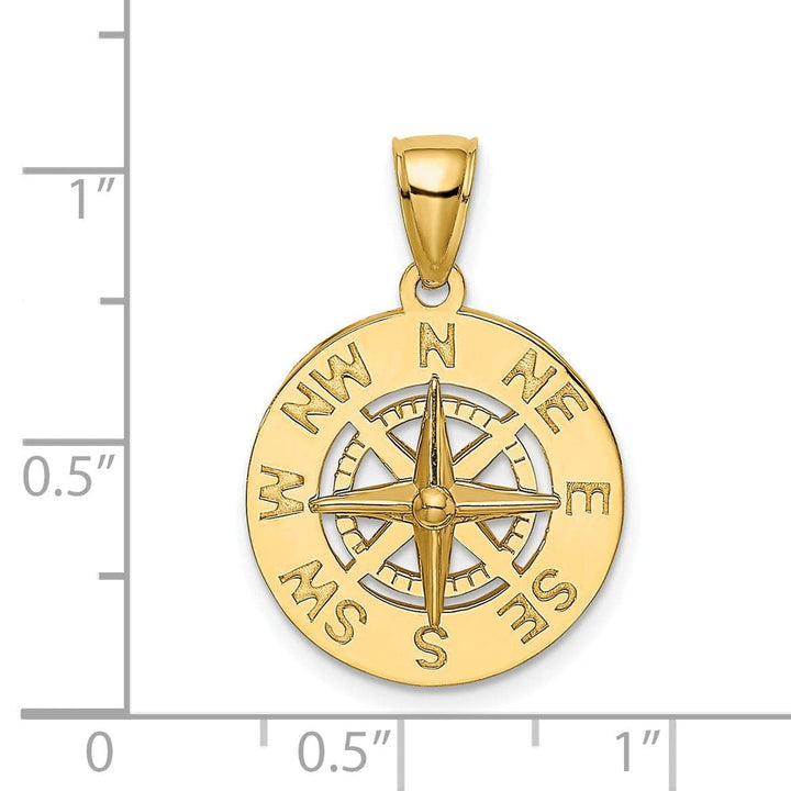 Lovely Rita's Pendants & Charms 14K Yellow Gold Polished Finish Boating Nautical Compass Charm Pendant are Great Gift For Men