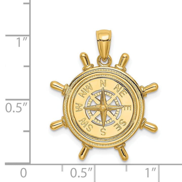Lovely Rita's Pendants & Charms 14K Yellow Gold Polished Finish Boating Nautical Compass Charm Pendant are Great Gift For Men