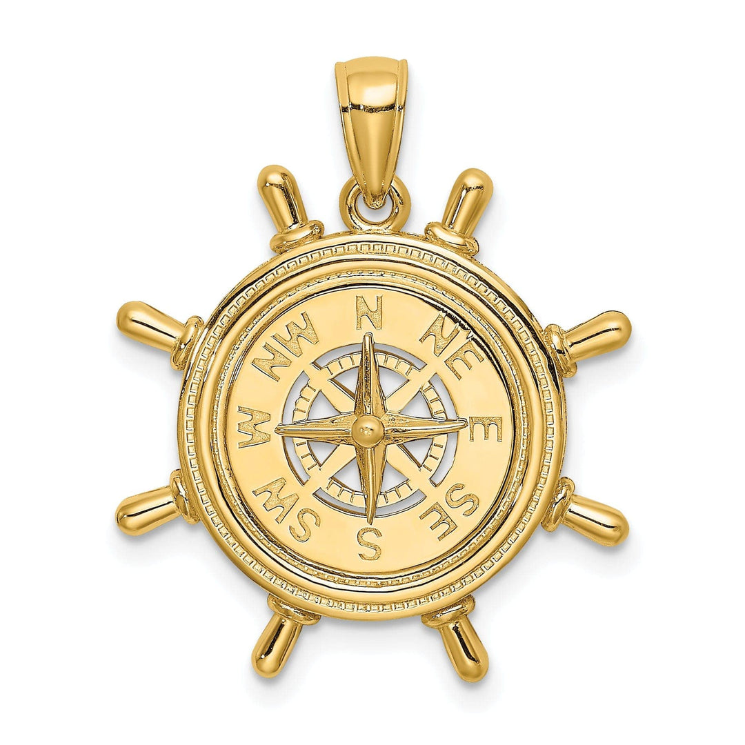 Lovely Rita's Pendants & Charms 14K Yellow Gold Polished Finish Boating Nautical Compass Charm Pendant are Great Gift For Men