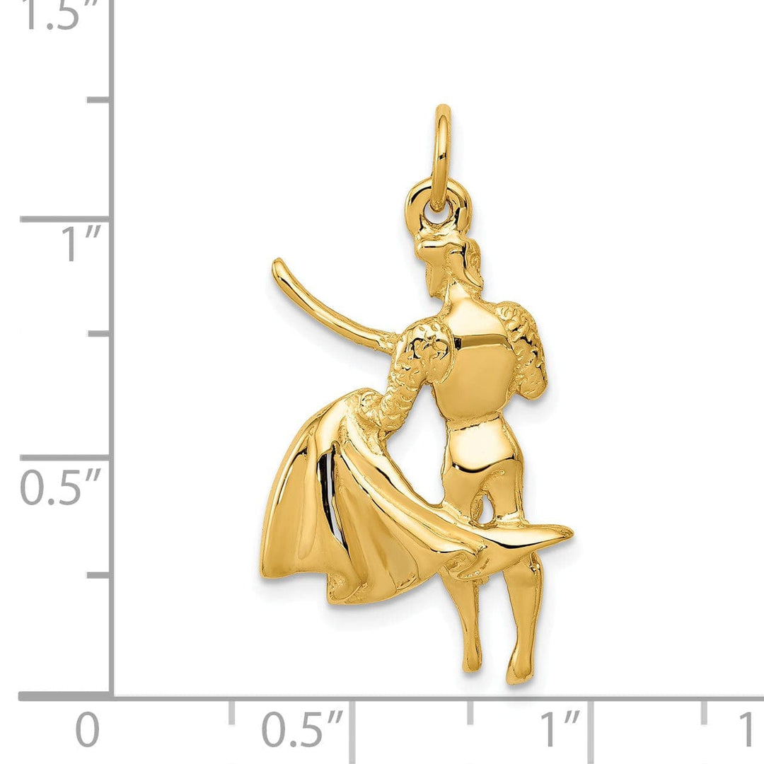 Lovely Rita's Pendants & Charms 14k Yellow Gold Polished Finish Bull Fighter Matador Charm Pendant