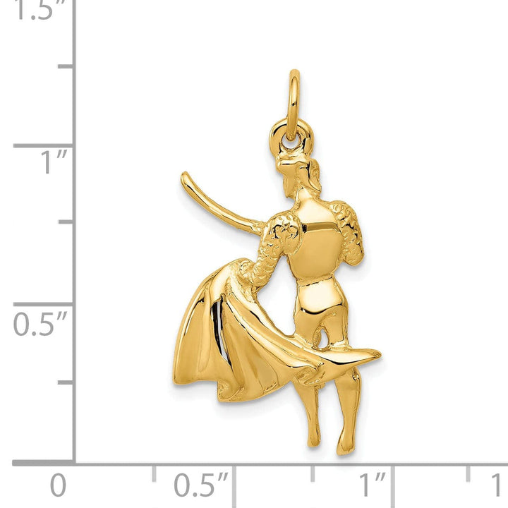Lovely Rita's Pendants & Charms 14k Yellow Gold Polished Finish Bull Fighter Matador Charm Pendant