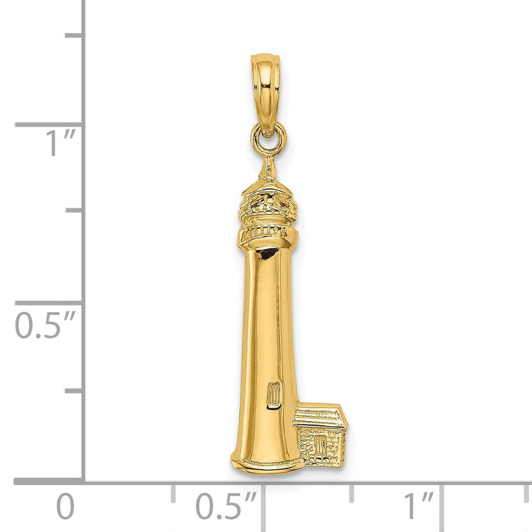 Lovely Rita's Pendants & Charms 14K Yellow Gold Polished Finish CAPE MAY Lighthouse Charm Pendant