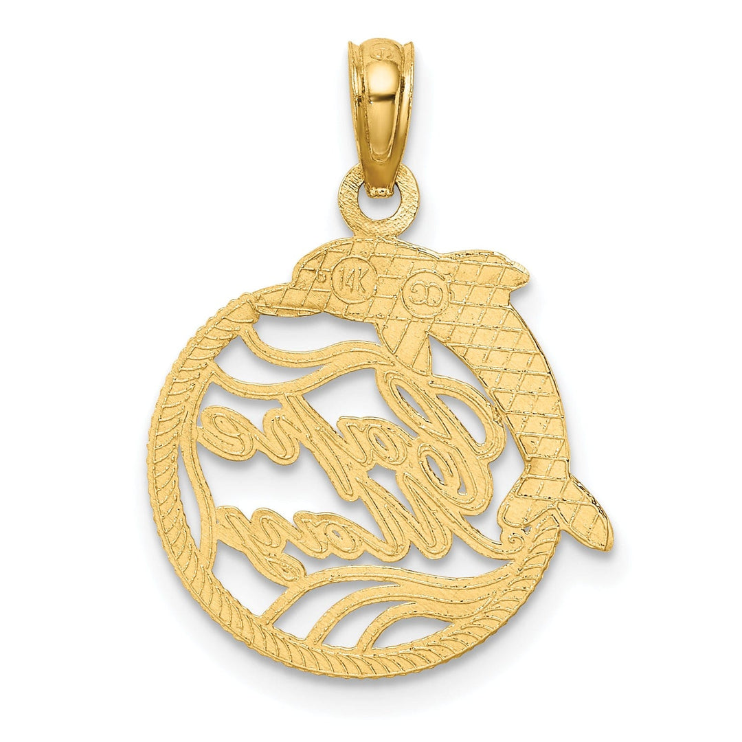Lovely Rita's Pendants & Charms 14K Yellow Gold Polished Finish CAPE MAY with Dolphin Design in Circle Charm Pendant