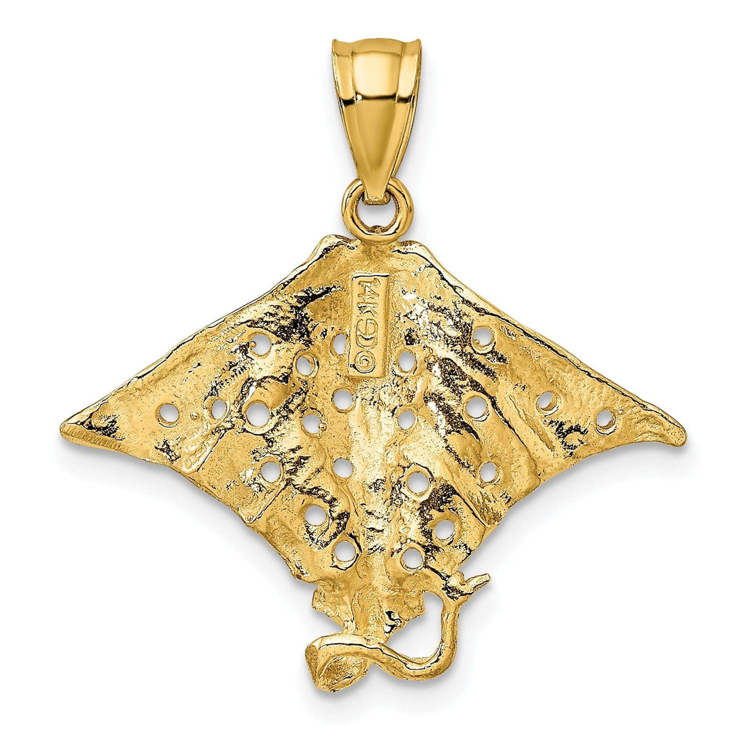 Lovely Rita's Pendants & Charms 14K Yellow Gold Polished Finish Casted Solid Spotted Eagle Ray with Holes Charm Pendant