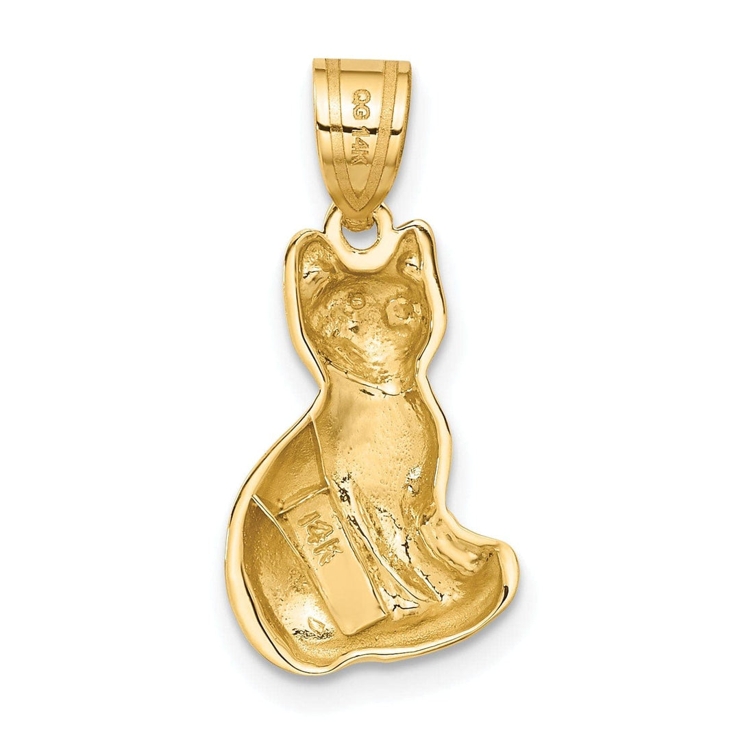 Lovely Rita's Pendants & Charms 14k Yellow Gold Polished Finish Cat Sitting Design Charm Pendant