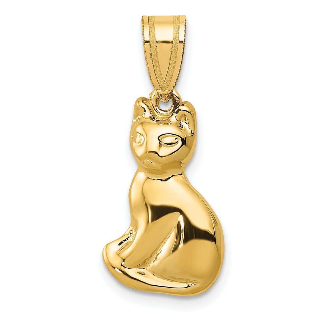 Lovely Rita's Pendants & Charms 14k Yellow Gold Polished Finish Cat Sitting Design Charm Pendant