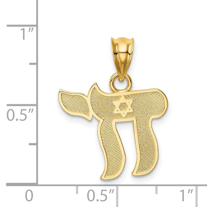 Lovely Rita's Pendants & Charms 14K Yellow Gold Polished Finish Chai with Star of David Pendant