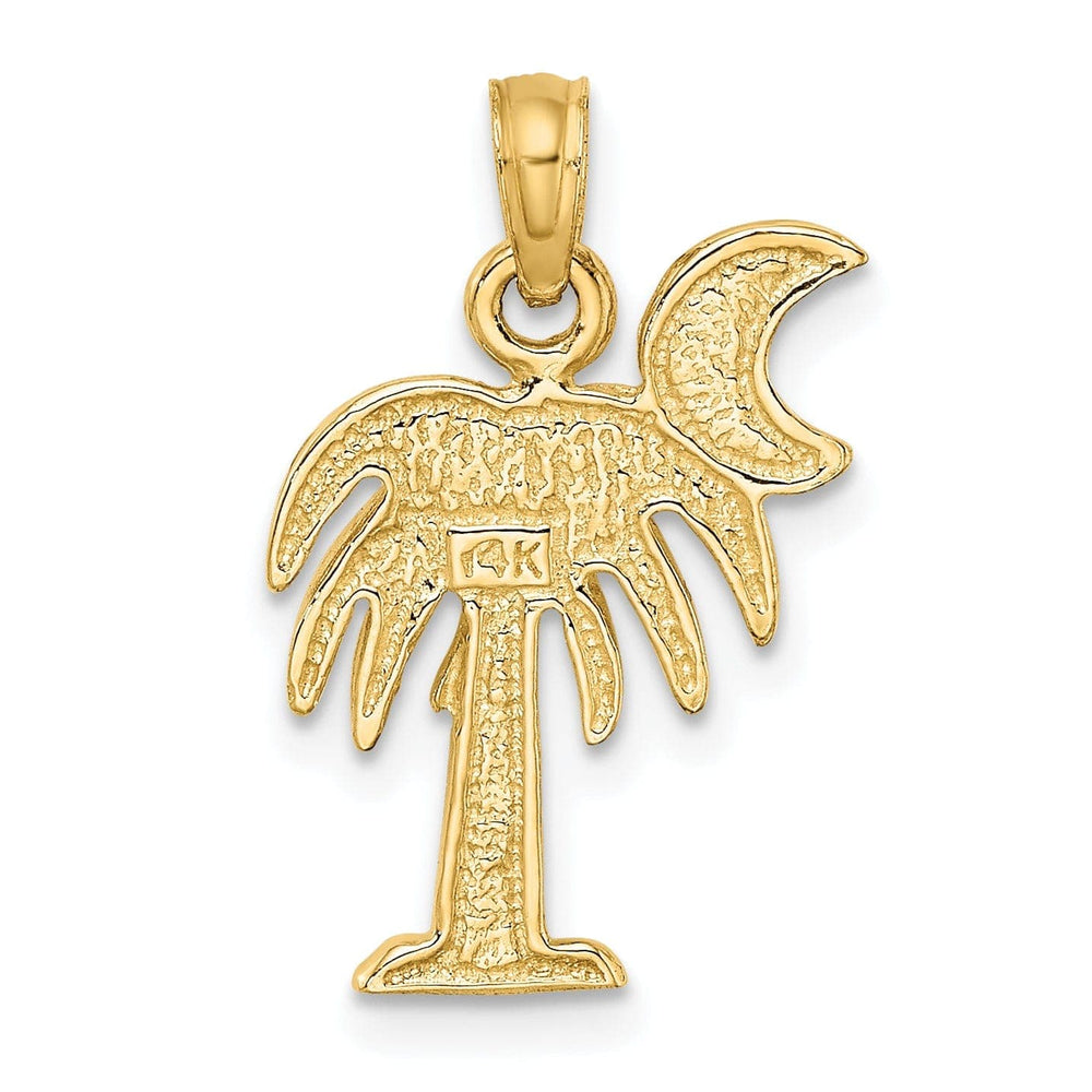 Lovely Rita's Pendants & Charms 14K Yellow Gold Polished Finish Charleston Palm Tree Moon Design Pendant