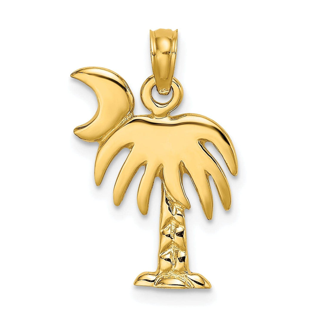 Lovely Rita's Pendants & Charms 14K Yellow Gold Polished Finish Charleston Palm Tree Moon Design Pendant