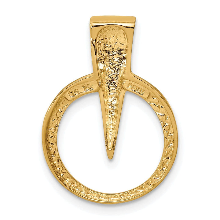 Lovely Rita's Pendants & Charms 14k Yellow Gold Polished Finish Circle Design Reversible Omega Slide Pendant fits upto 2 mm Omega