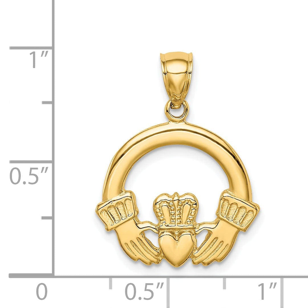 Lovely Rita's Pendants & Charms 14K Yellow Gold Polished Finish Claddagh Design Pendant