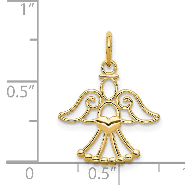 Lovely Rita's Pendants & Charms 14k Yellow Gold Polished Finish Closed Back Angel with Heart Pendant