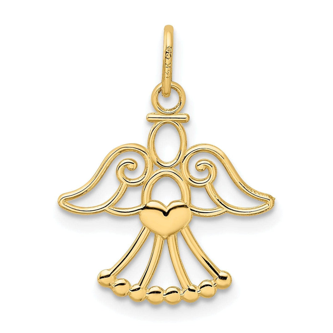 Lovely Rita's Pendants & Charms 14k Yellow Gold Polished Finish Closed Back Angel with Heart Pendant