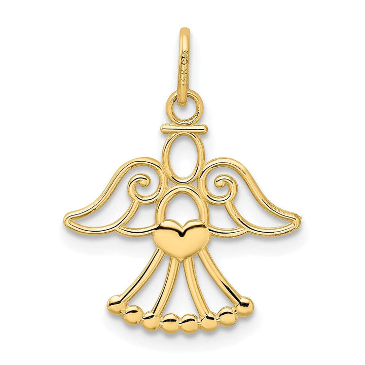 Lovely Rita's Pendants & Charms 14k Yellow Gold Polished Finish Closed Back Angel with Heart Pendant