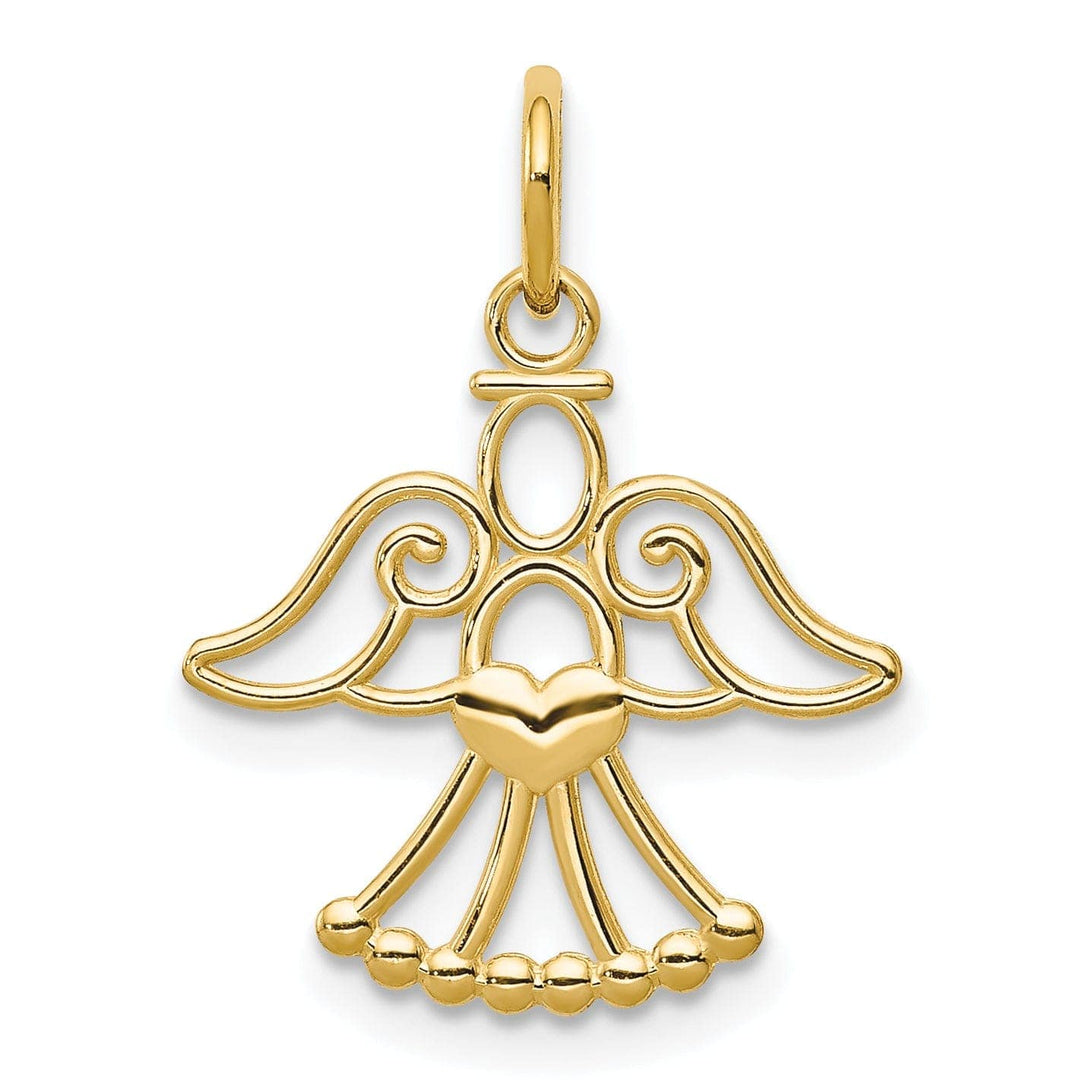 Lovely Rita's Pendants & Charms 14k Yellow Gold Polished Finish Closed Back Angel with Heart Pendant