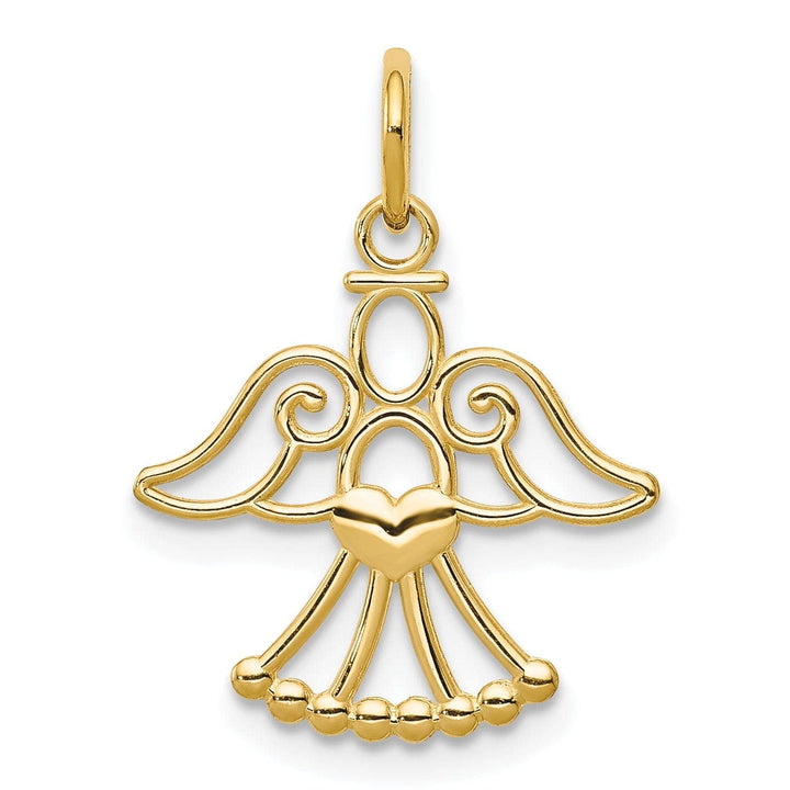 Lovely Rita's Pendants & Charms 14k Yellow Gold Polished Finish Closed Back Angel with Heart Pendant