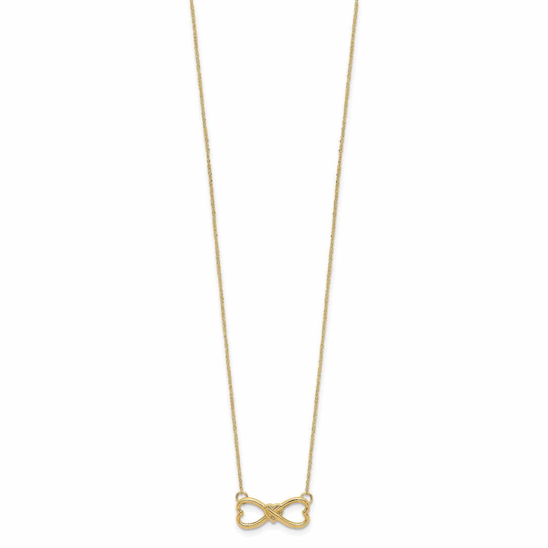 Lovely Rita's Pendants & Charms 14k Yellow Gold Polished Finish Closed Back Infinity with Heart Design Pendant in a 18-inch Ropa Chain Necklace Set