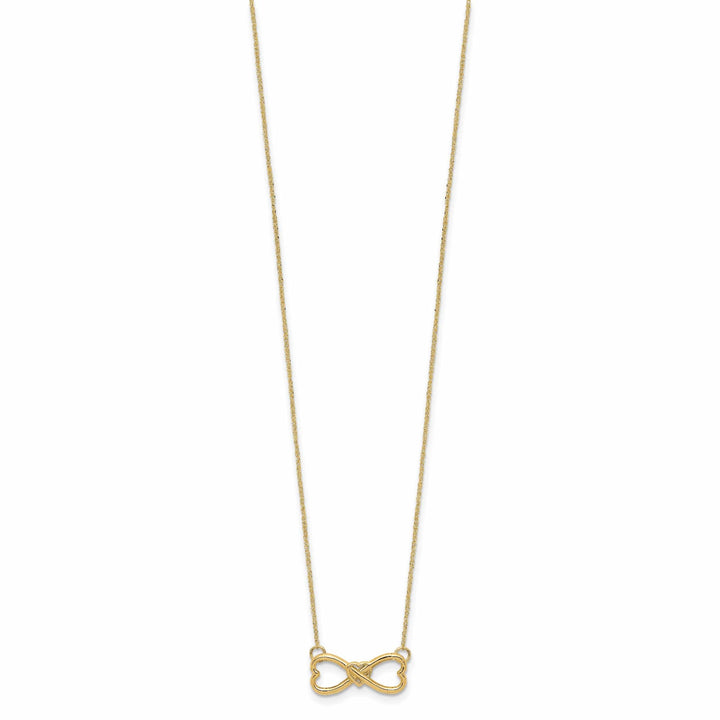 Lovely Rita's Pendants & Charms 14k Yellow Gold Polished Finish Closed Back Infinity with Heart Design Pendant in a 18-inch Ropa Chain Necklace Set